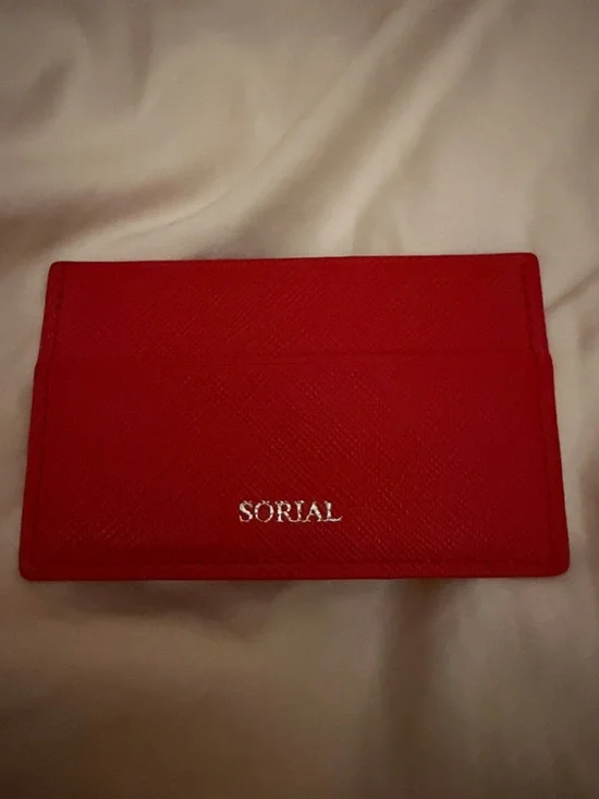 Sorial Red Textured Leather Card Sleeve - Picture 2 of 3